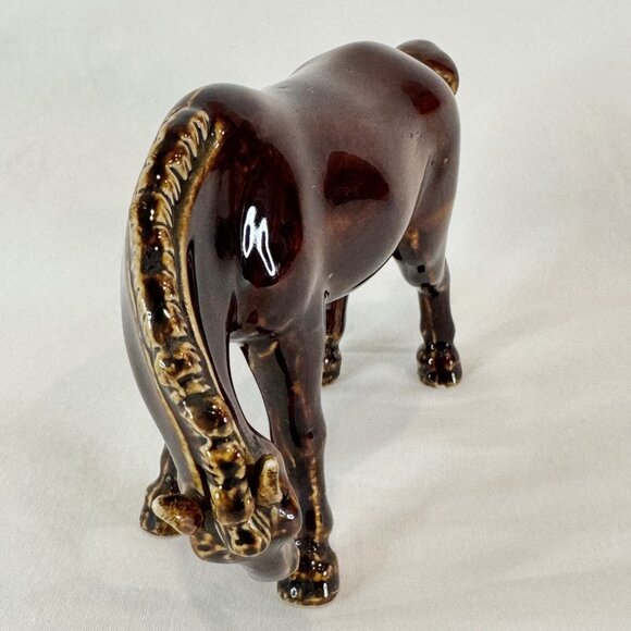Vintage Rich Dark Brown Glazed Porcelain Horse Figurine - Picture 7 of 10